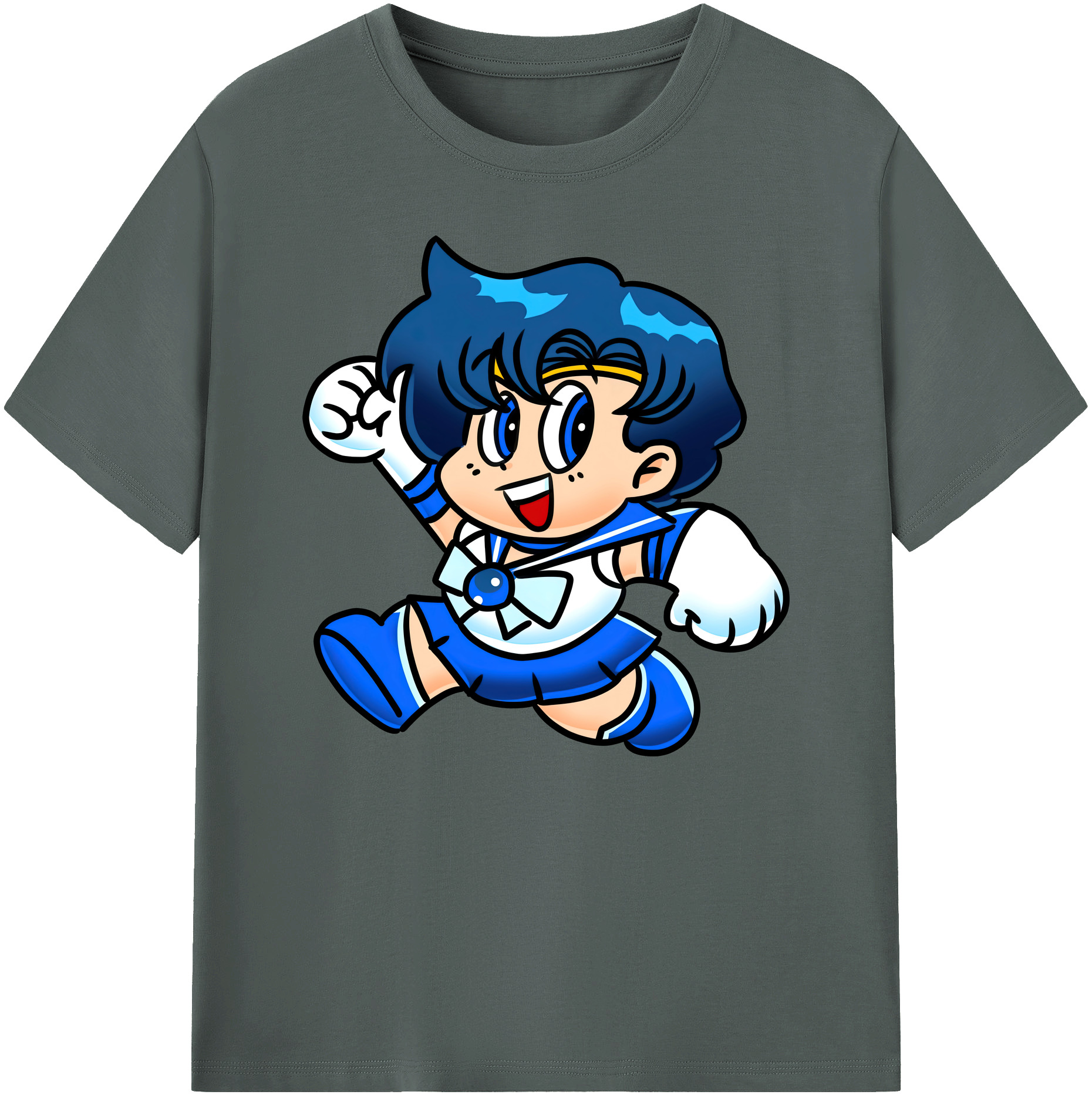 （画像用） 美少女戦士セーラームーン 水野 亜美 みずの あみ Sailor Moon Mizuno Ami 綿100％ メンズ半袖Tシャツ｜肌触りやわらか＆通気性